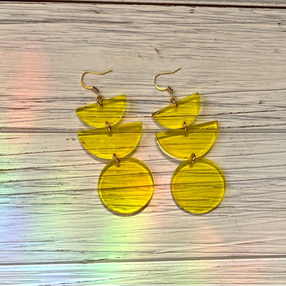 Yellow Jellies Geometric Acetate Dangle Earrings